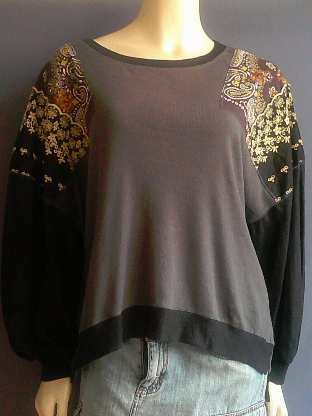 Free People We the Free Embroidered Oversized Bandana Shoulder Top Sm